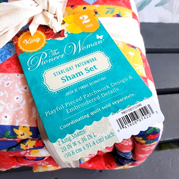 PIONEER WOMAN | Starlight Patchwork Sham Set 2pc sz King - Picture 3 of 7